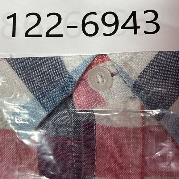 Natural Blue By Visitor Shirt Mens XL Red Blue Check Button Up 100% Linen - Picture 12 of 12